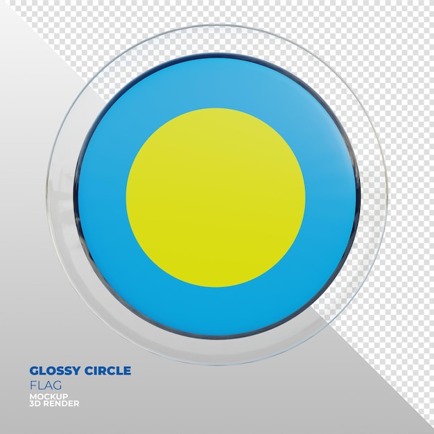 PSD realistic 3d textured glossy circle flag of palau