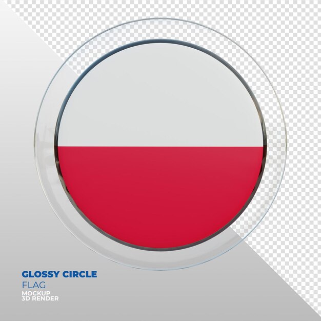 Realistic 3d textured glossy circle flag of poland