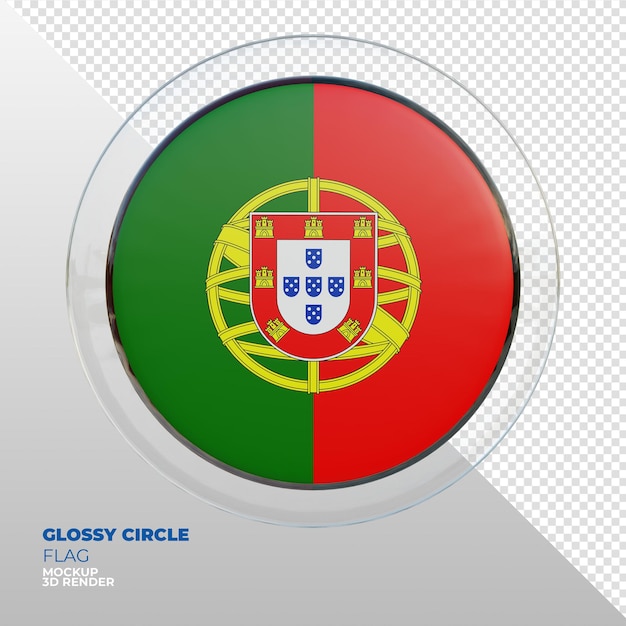 Realistic 3d textured glossy circle flag of portugal