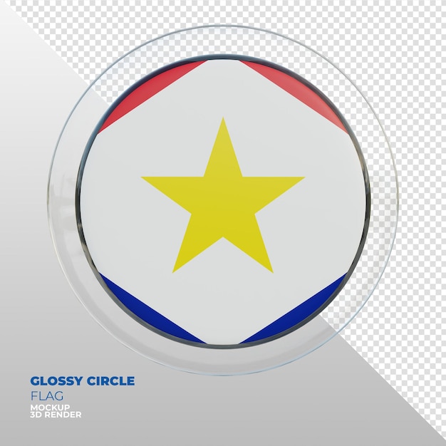 PSD realistic 3d textured glossy circle flag of saba