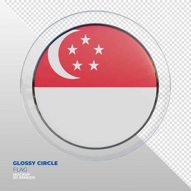 PSD realistic 3d textured glossy circle flag of singapore