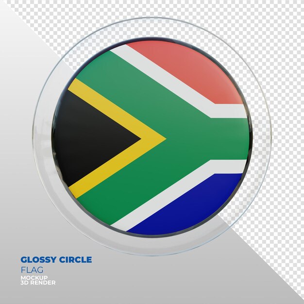 Realistic 3d textured glossy circle flag of South Africa