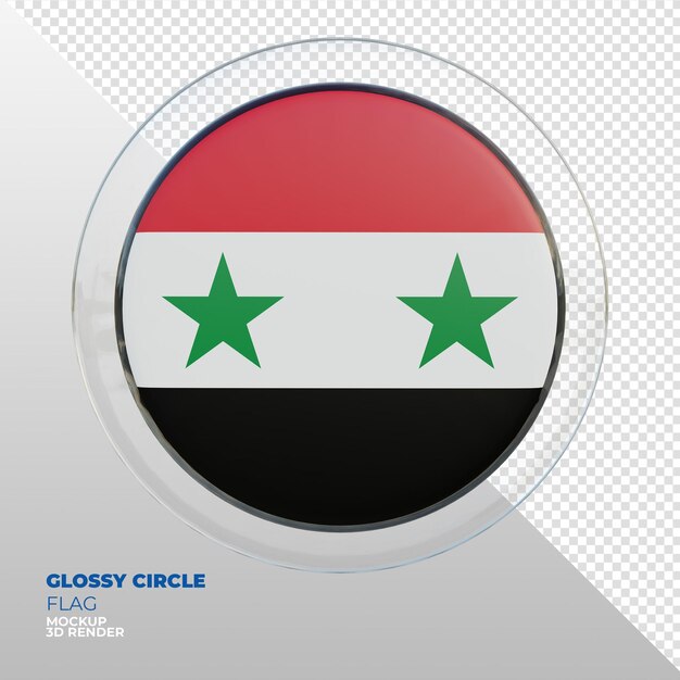 PSD realistic 3d textured glossy circle flag of syria