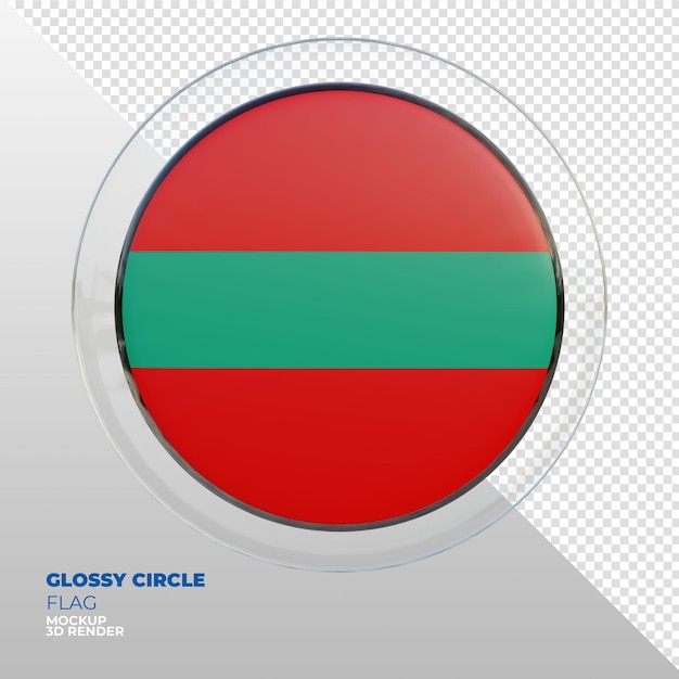 PSD realistic 3d textured glossy circle flag of transnistria