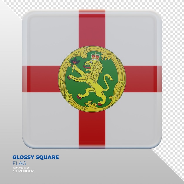 PSD bandiera quadrata lucida strutturata 3d realistica di alderney