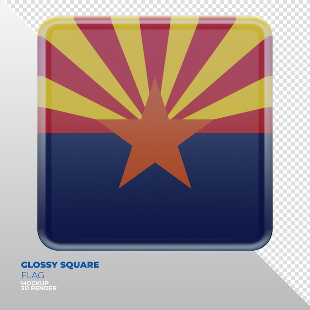 Realistic 3d textured glossy square flag of Arizona