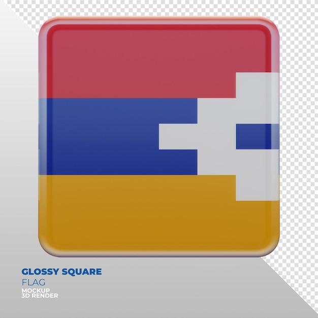 Realistic 3d textured glossy square flag of artsakh