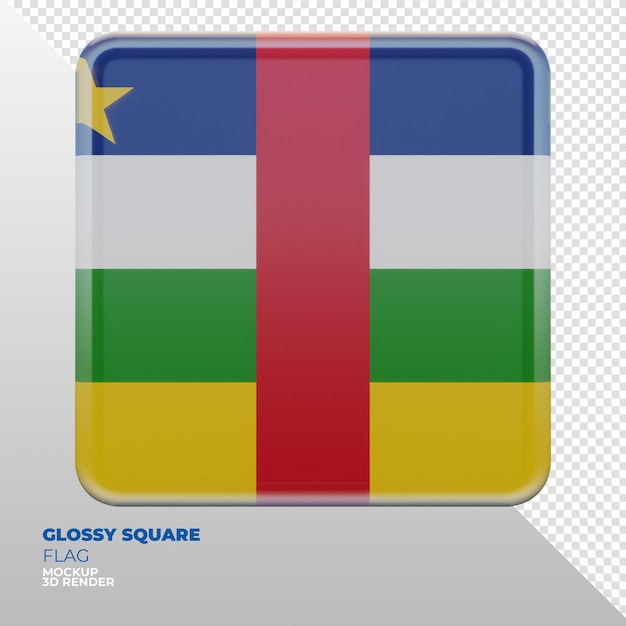 Realistic 3d textured glossy square flag of central african republic