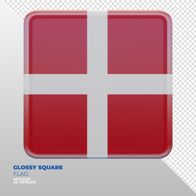 PSD realistic 3d textured glossy square flag of denmark