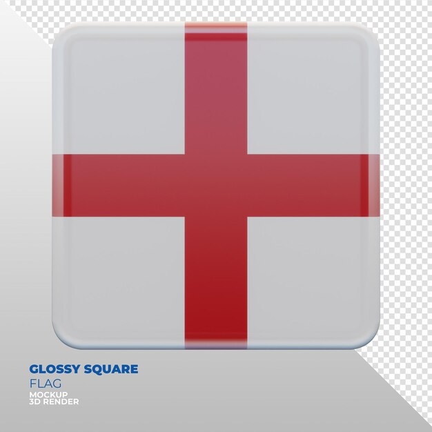 Realistic 3d textured glossy square flag of England