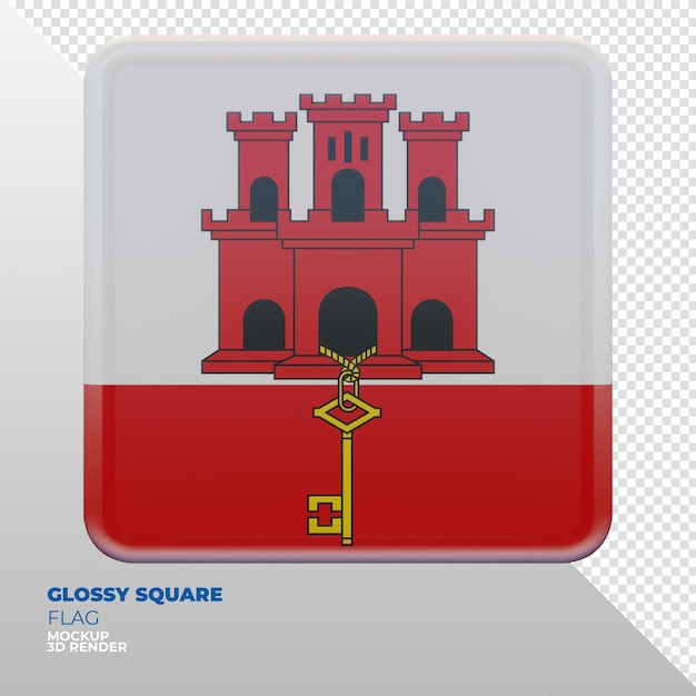 Realistic 3d textured glossy square flag of Gibraltar