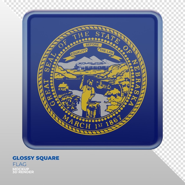Realistic 3d textured glossy square flag of Nebraska