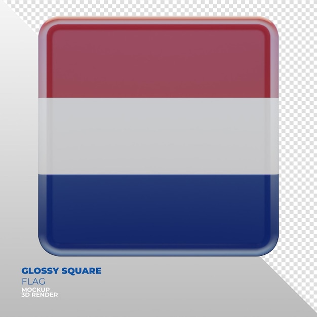 Realistic 3d textured glossy square flag of netherlands