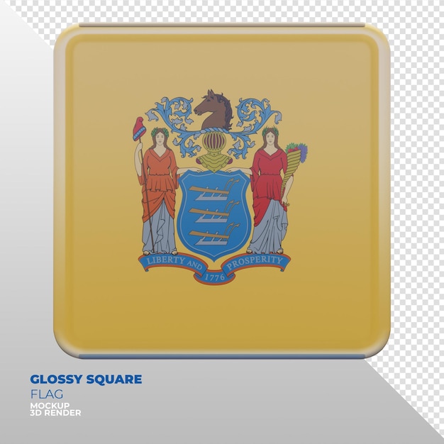 PSD bandiera quadrata lucida strutturata 3d realistica del new jersey