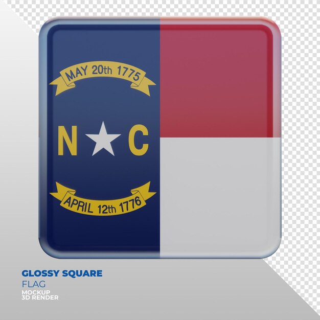 PSD realistic 3d textured glossy square flag of north carolina