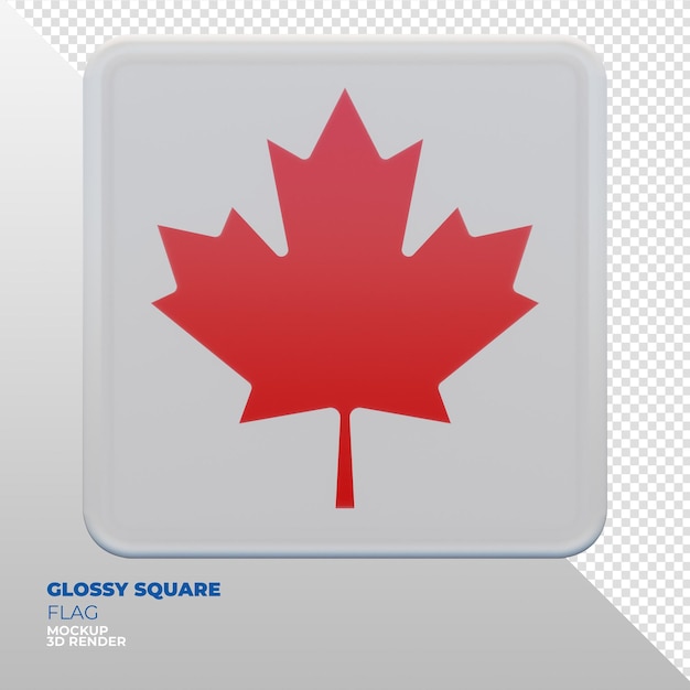 カナダの現実的な 3 d テクスチャの光沢のある正方形の旗