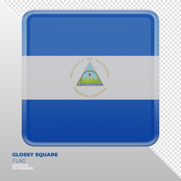 Реалистичный 3d текстурированный глянцевый квадратный флаг никарагуа