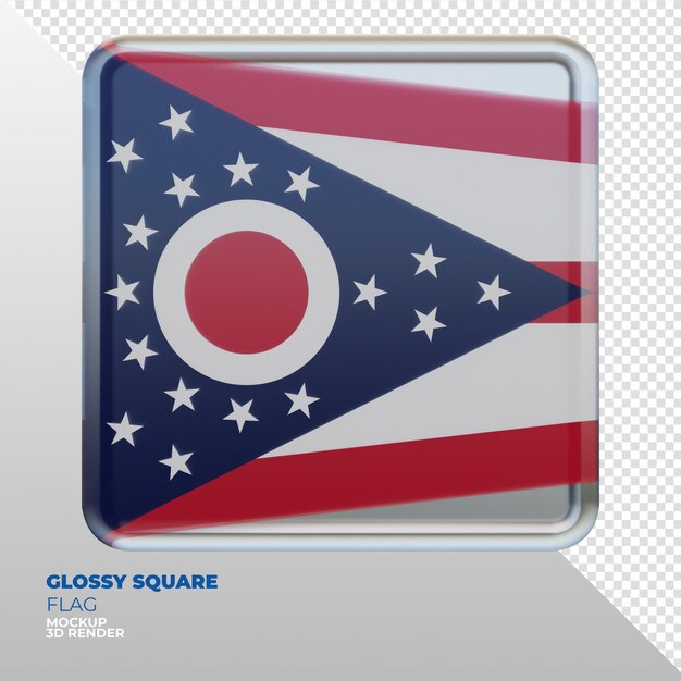 realistic 3d textured glossy square flag of ohio