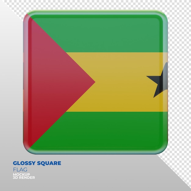 Realistic 3d textured glossy square flag of Sao Tome and Principe
