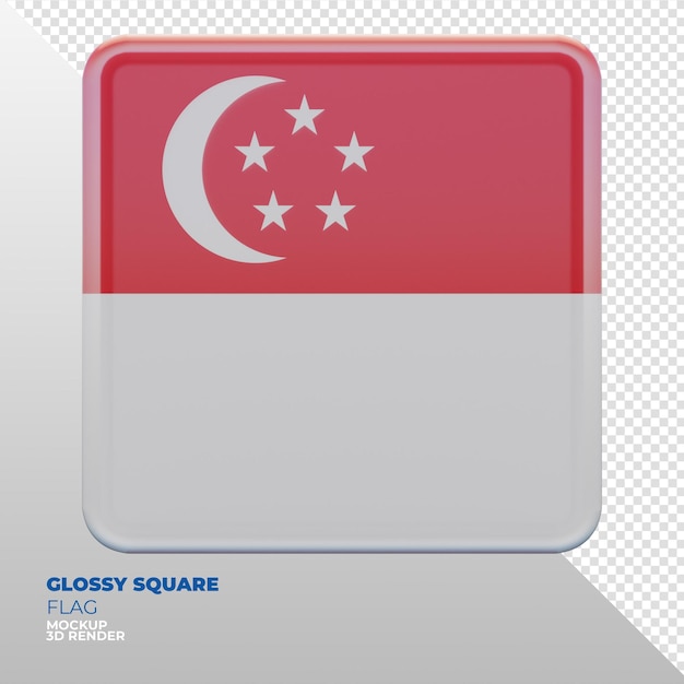 Realistic 3d textured glossy square flag of Singapore