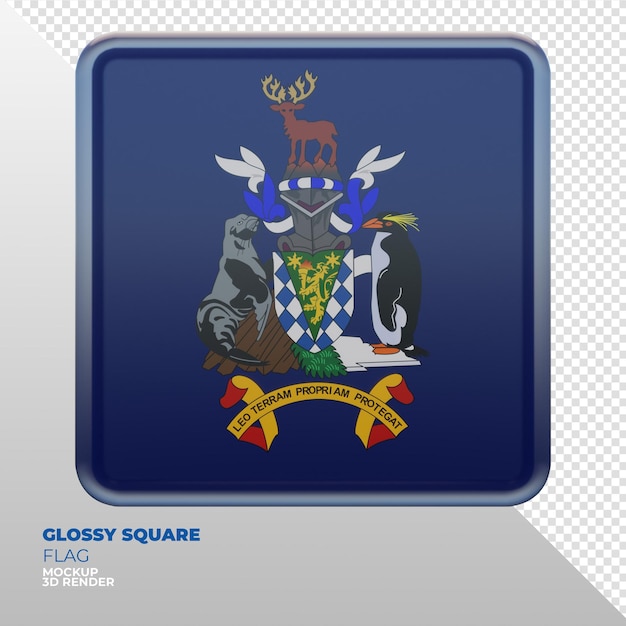 realistic 3d textured glossy square flag of south georgia and the south sandwich islands