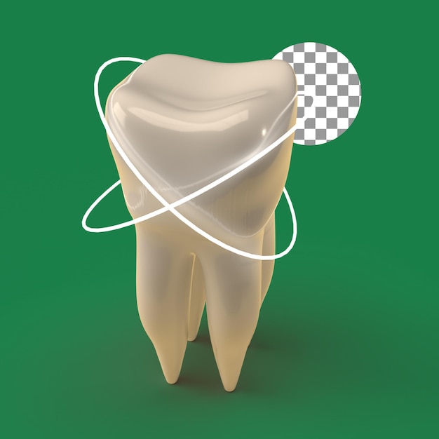 Realistic 3d tooth rendering, dental, and health concept design element. dental model of a tooth