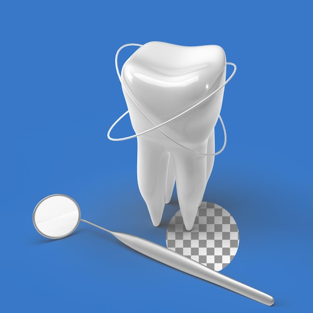 Rendering 3d realistico dei denti elemento del concetto dentale e sanitario modello dentale di un dente