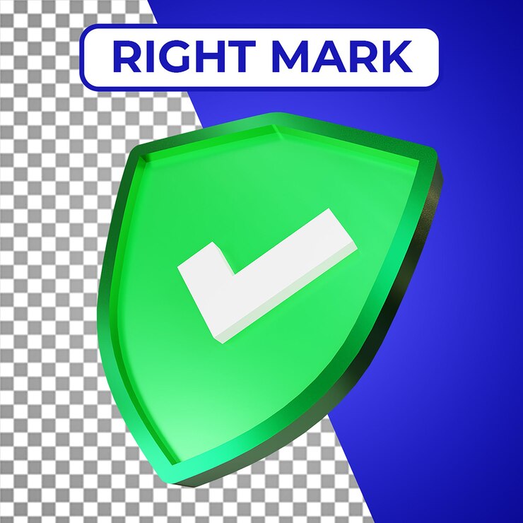 PSD realistic 3d verified or protected shield icon