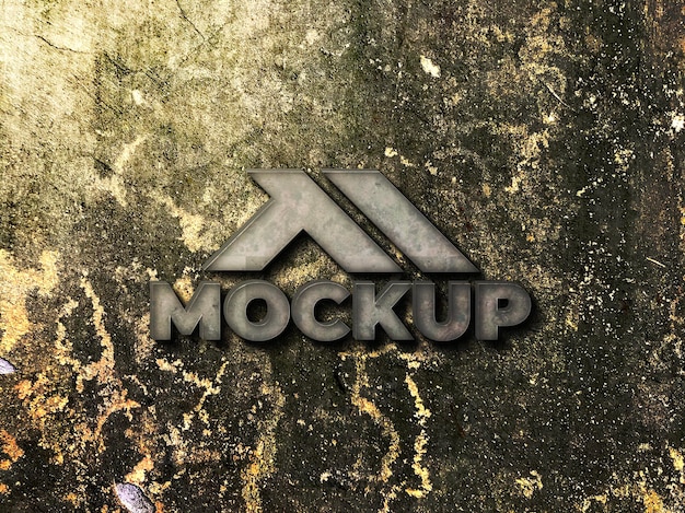 Progettazione realistica del mockup del logo della parete 3d