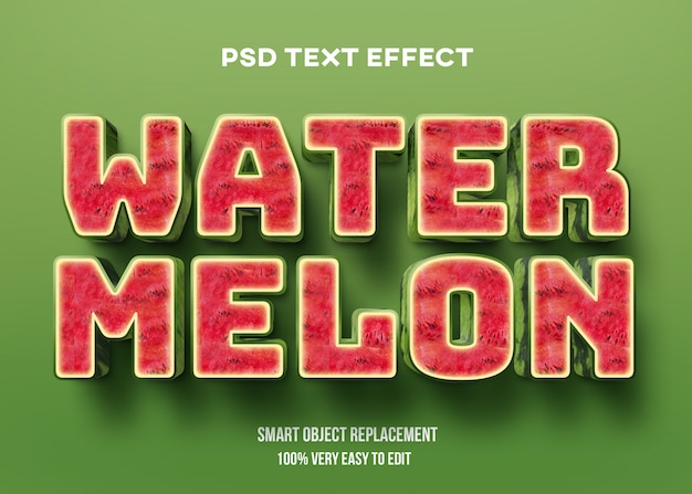 Realistic 3d watermelon text effect