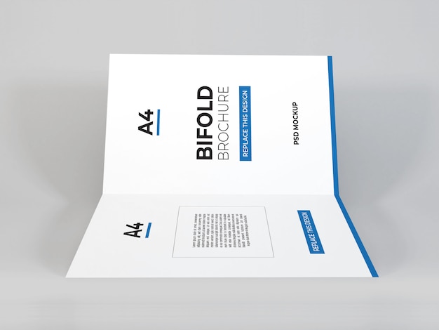 PSD realistic a4 bifold brochure mockup