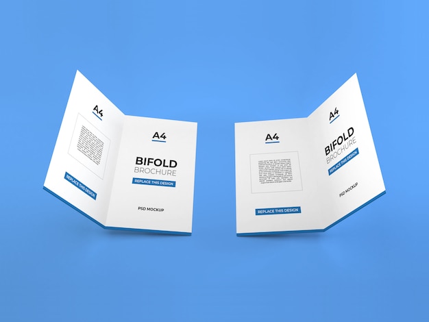 PSD realistic a4 bifold brochures mockup