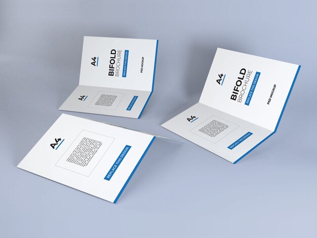 Realistic a4 bifold brochures mockup