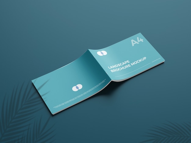 PSD realistic a4 landcape brochure mockup5