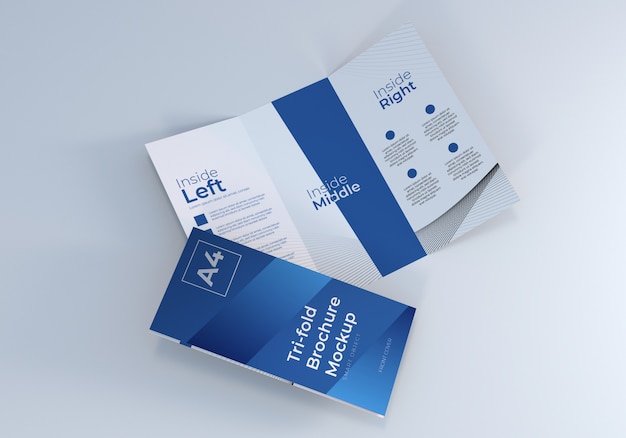 Mockup di brochure a tre ante a4 realistico per presentazione