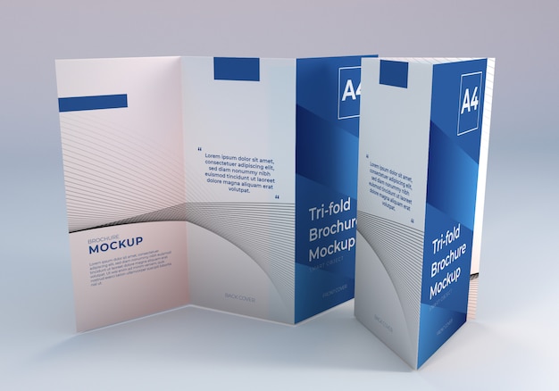 PSD realistic a4 trifold brochure mockup