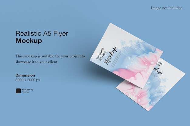 Realistico a5 flyer mockup design rendering