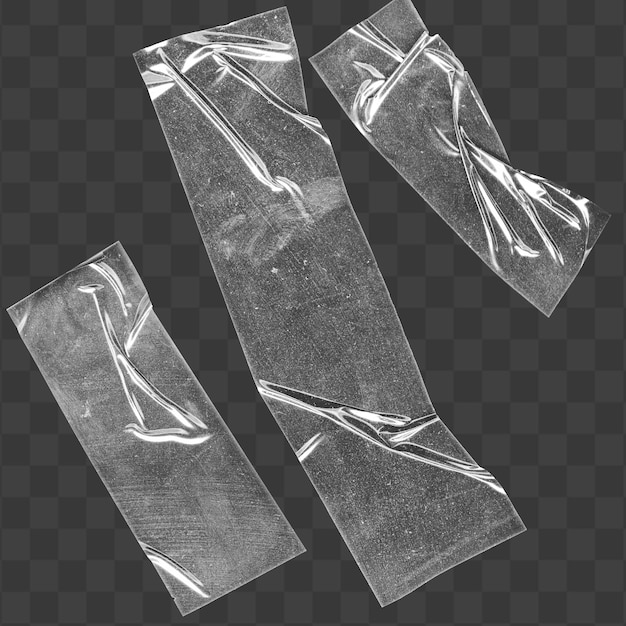 realistic adhesive tape patches with transparent texture isolated on a transparent background