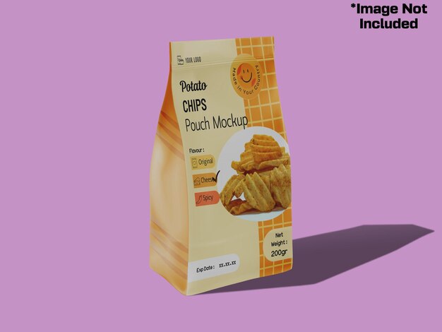realistic aluminum foil standup view food packaging pouch mockup