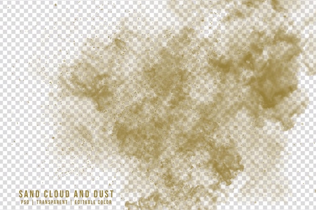 PSD Реалистичное и чистое коричневое песчаное облако с пылью, изолированной на прозрачном фоне