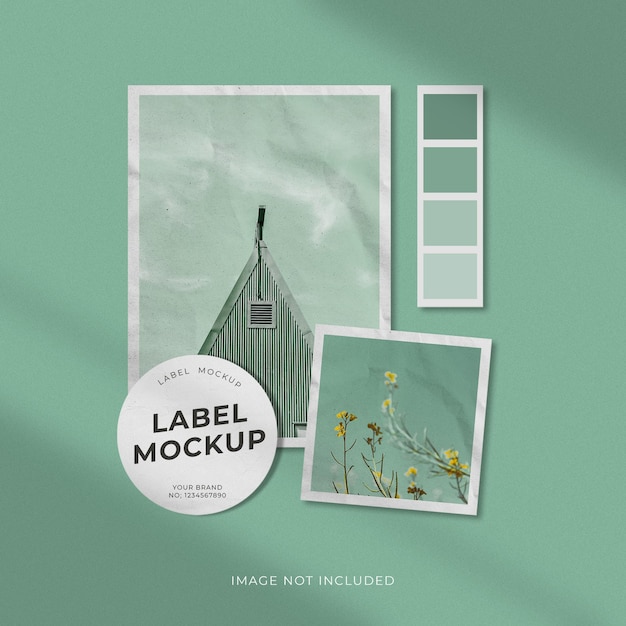 PSD 현실적이고 간단한 사진 프레임 세트 moodboard mockup square mood board mockup template