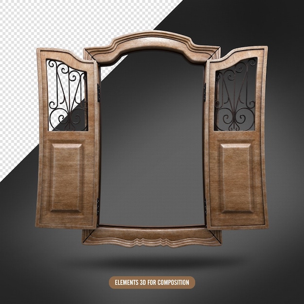 PSD realistic antique rustic window