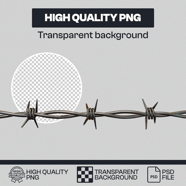 realistic barbed wire image with transparent background