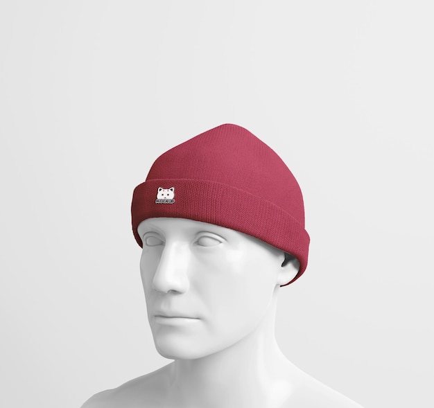 realistic beanie with mannequin mockup
