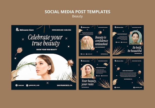 PSD realistic beauty concept  instagram posts