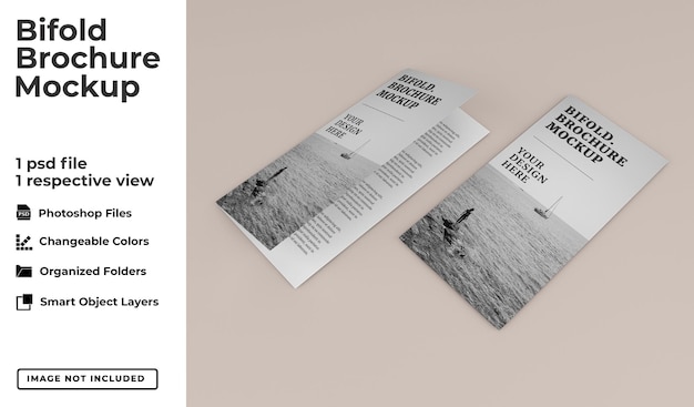 PSD realistic bifold brochure mockup template