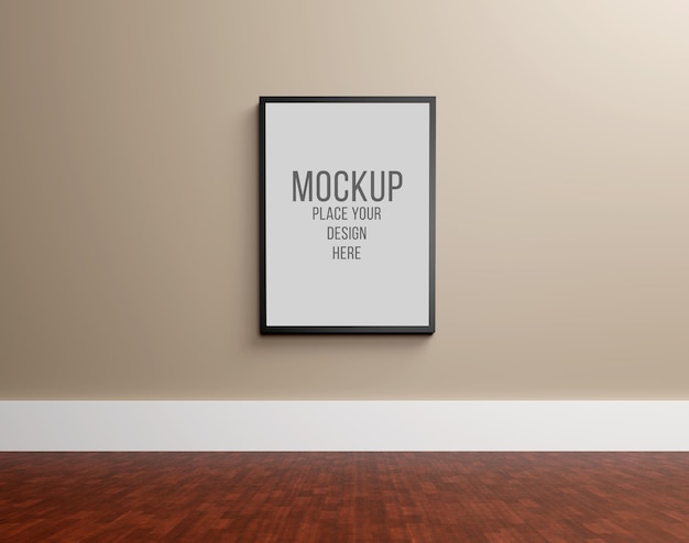 Realistic Big photo frame mockup on the wall