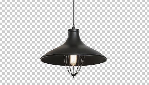 Realistic black chandelier hanging on the ceiling on transparent background