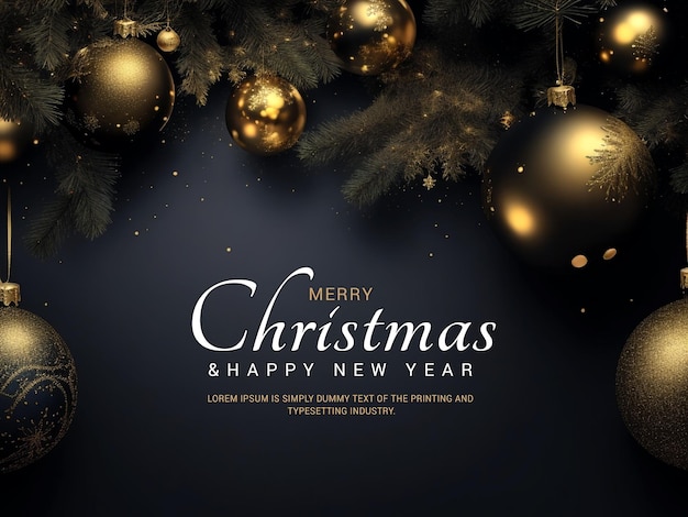 PSD realistico nero e dorato con decorazioni natalizie in argento
