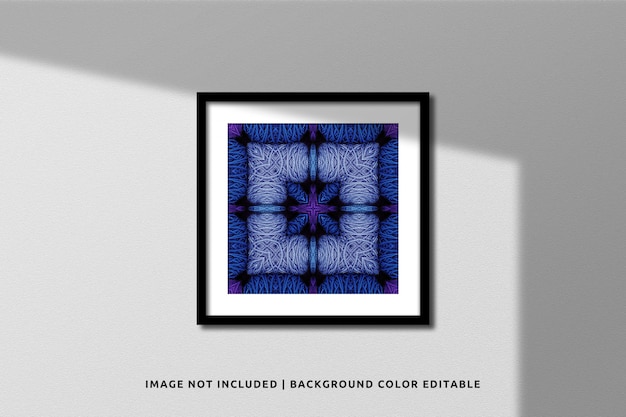 Realistic Black Square Photo Frame Mockup on Wall